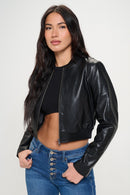 Coalition LA Zip Up Cropped Bomber Jacket - SELFTRITSS   