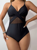 V-Neck Spaghetti Strap One-Piece Swimwear - SELFTRITSS