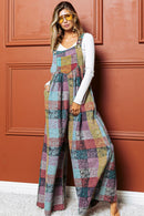 Multicolour Brushed Checkered Wide Leg Overalls - SELFTRITSS   