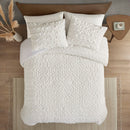 Ruched Faux Fur All-Season Comforter Set, Ivory - SELFTRITSS