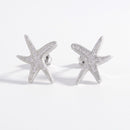 925 Sterling Silver Inlaid Zircon Starfish Earrings - SELFTRITSS   