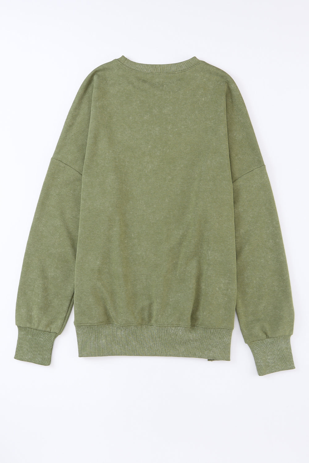 Green Drop Shoulder Ribbed Trim Oversized Sweatshirt - SELFTRITSS   