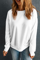 Beige Solid Classic Crewneck Pullover Sweatshirt - SELFTRITSS
