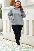 Gray Kangaroo Pockets Quilted Plus Size Hoodie - SELFTRITSS