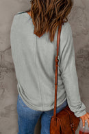 Gray Solid Color Patchwork Long Sleeve Top - SELFTRITSS