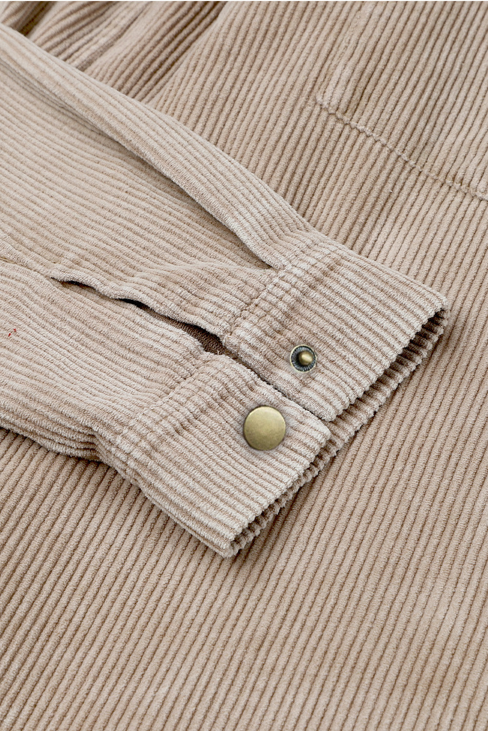 Khaki Patchwork Hooded Corduroy Shacket - SELFTRITSS   