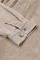 Khaki Patchwork Hooded Corduroy Shacket - SELFTRITSS   