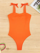 Tied Wide Strap One-Piece Swimwear - SELFTRITSS