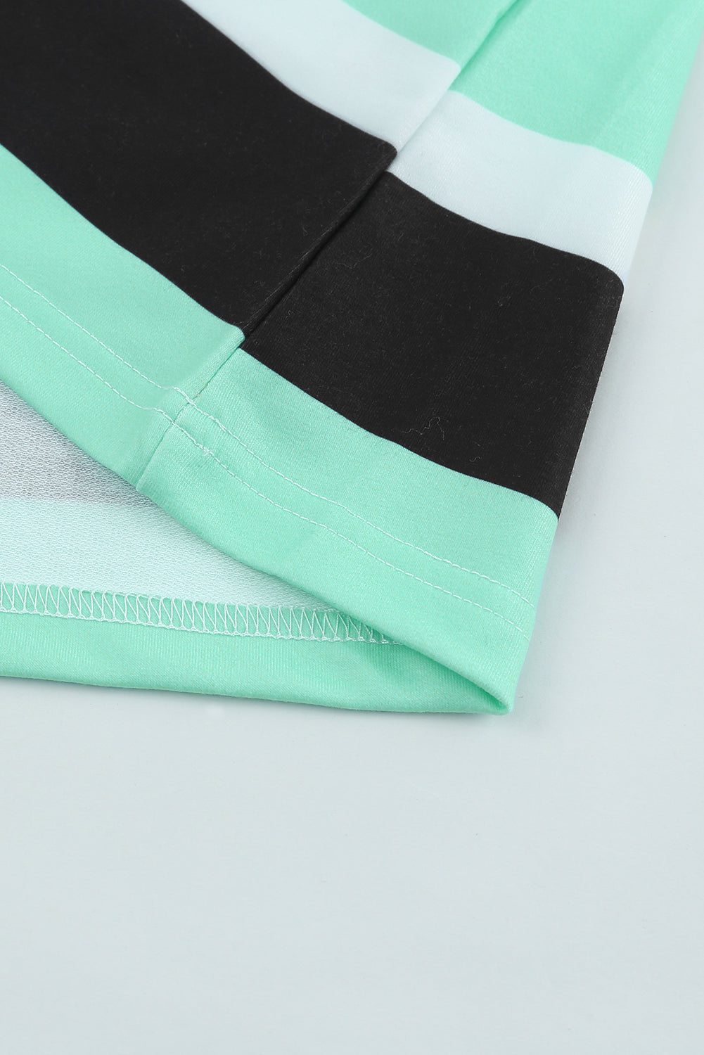 Green Striped Drawstring Long Sleeve Hoodie - SELFTRITSS