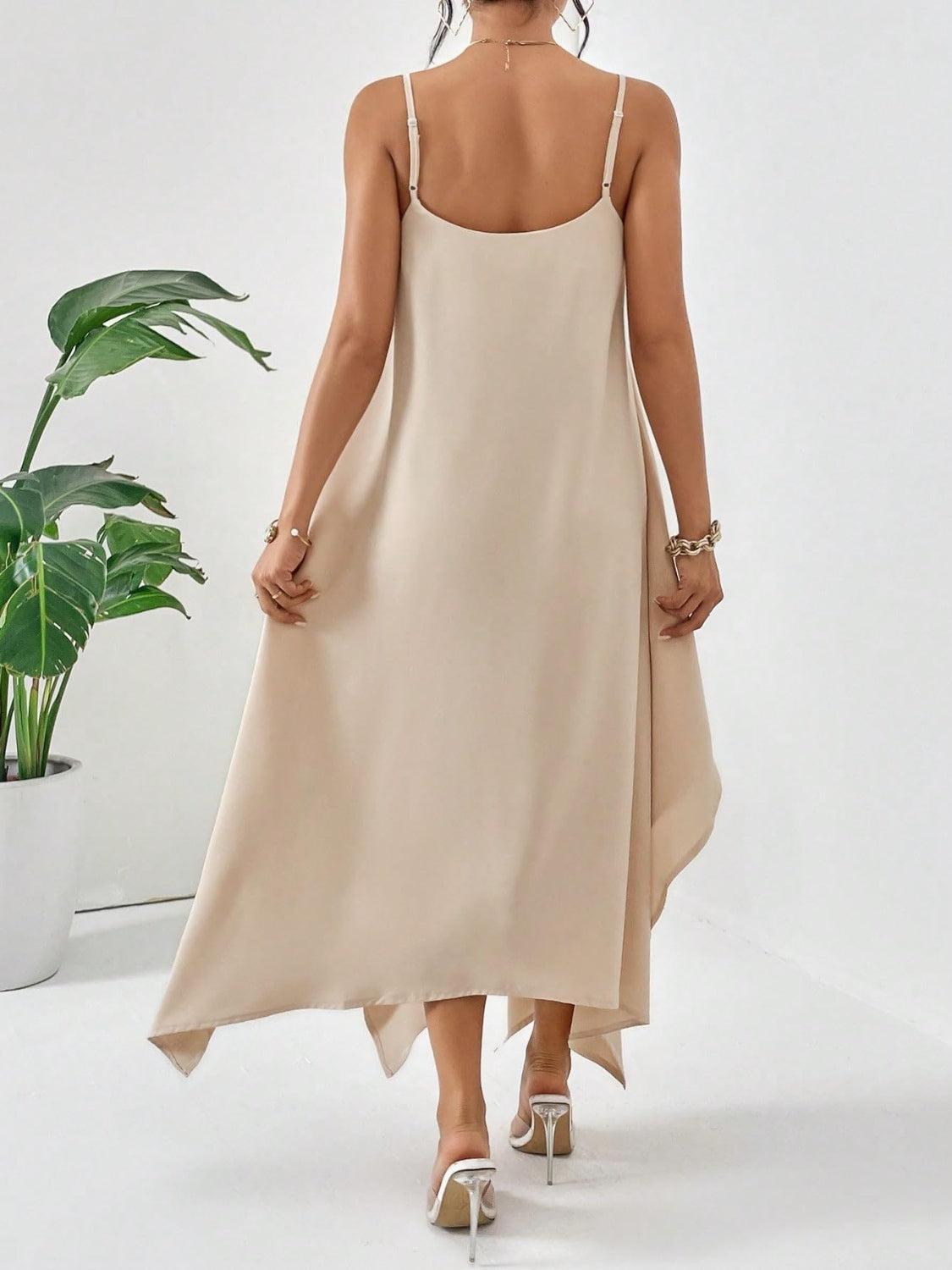 Scoop Neck Midi Cami Dress - SELFTRITSS   