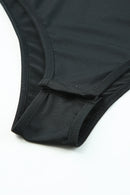 Black Rhinestone O-neck Long Sleeve Bodysuit - SELFTRITSS