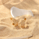 Stainless Steel Inlaid Zircon C-Hoop Earrings - SELFTRITSS   