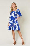 Double Take Full Size Floral Ruffle Hem Smocked Dress - SELFTRITSS   