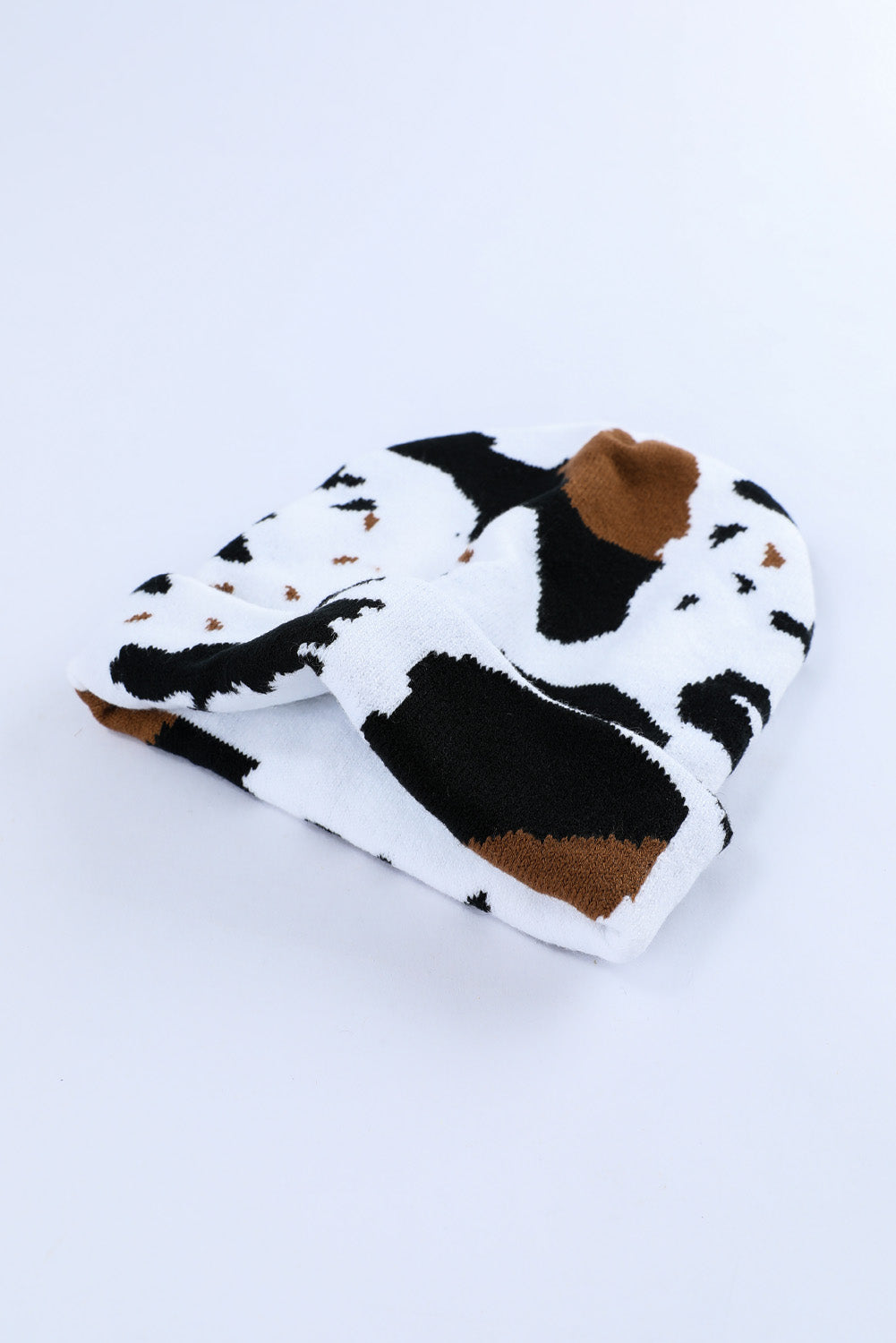 Black Cow Spots Printed Warm Beanie Hat - SELFTRITSS   