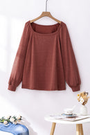 Gold Flame Square Neck Plus Size Knit Top - SELFTRITSS