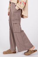 SAGE + FIG Knit Terry Mineral Wash Wide Leg Pants - SELFTRITSS   