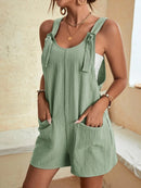 Full Size Scoop Neck Romper with Pockets - SELFTRITSS   