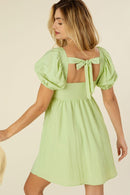 Tie back dress with puff sleeves - SELFTRITSS   