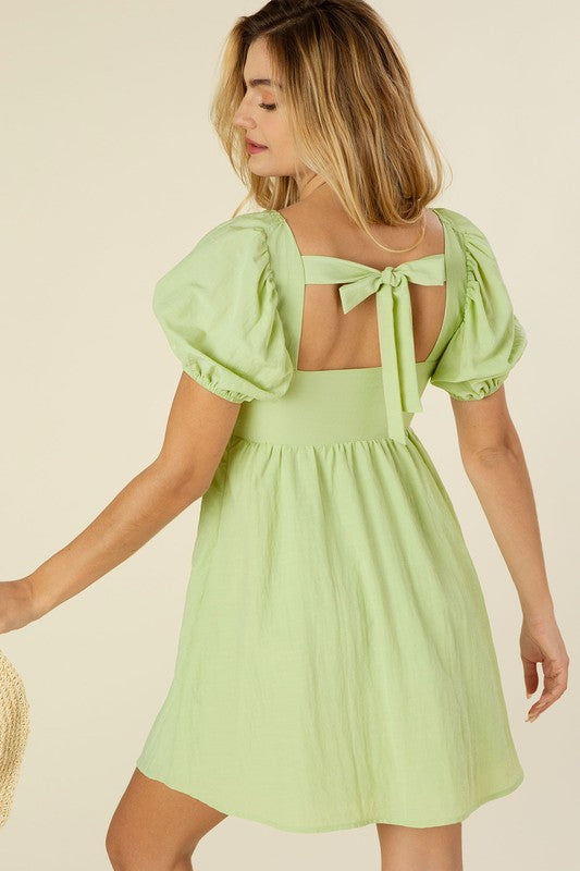 Tie back dress with puff sleeves - SELFTRITSS   