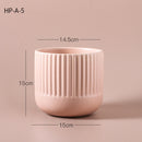 Matte Striped Ceramic Flower Pots - SELFTRITSS