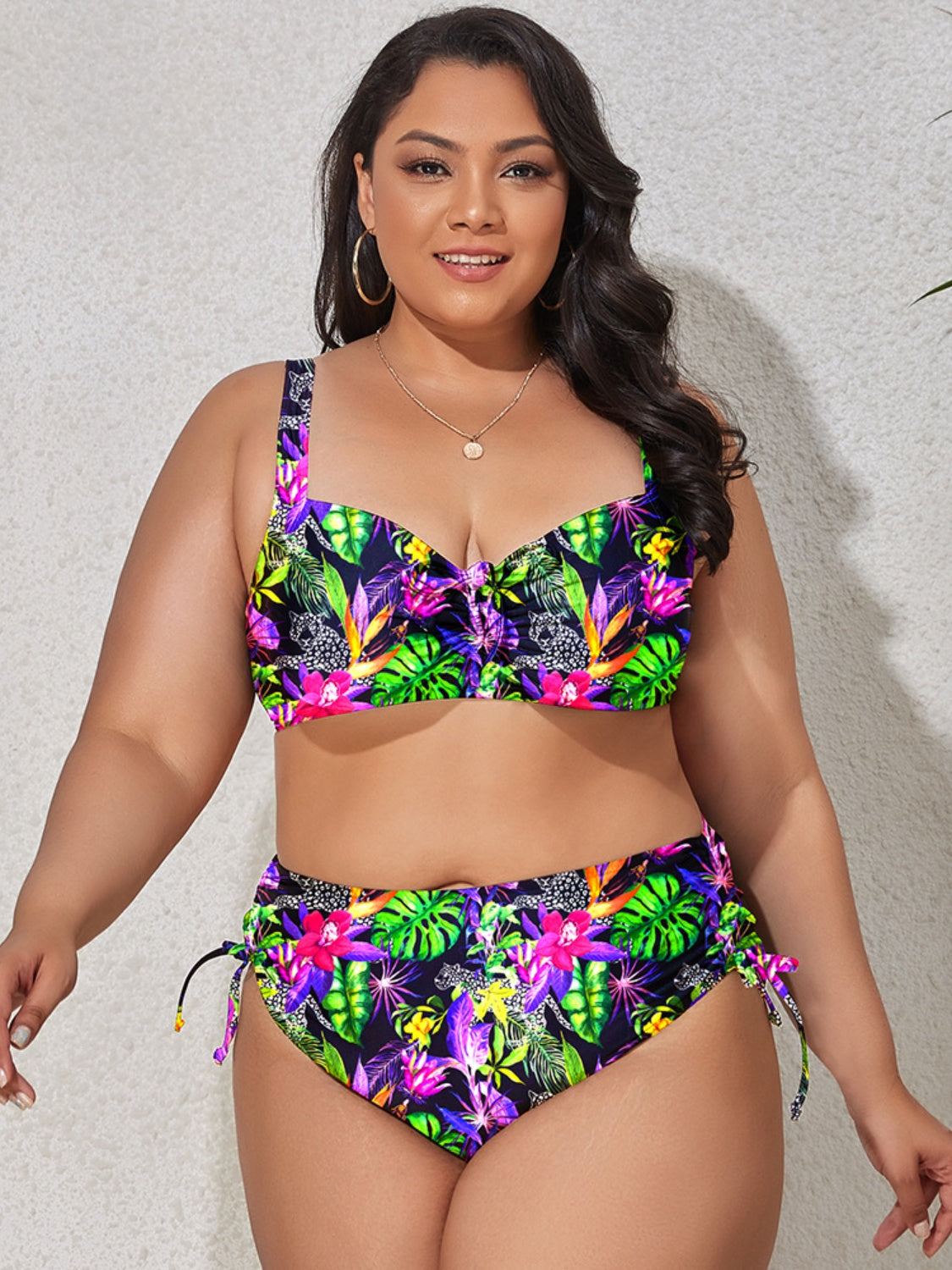 Plus Size Printed Wide Strap Two-Piece Swim Set - SELFTRITSS   