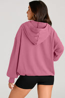 Pocketed Half Zip Long Sleeve Hoodie - SELFTRITSS   