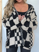 Oversized Mocha Plaid Long Sleeve Cardigan