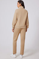 Half Snap Turtleneck Top and Pants Active Set - SELFTRITSS   