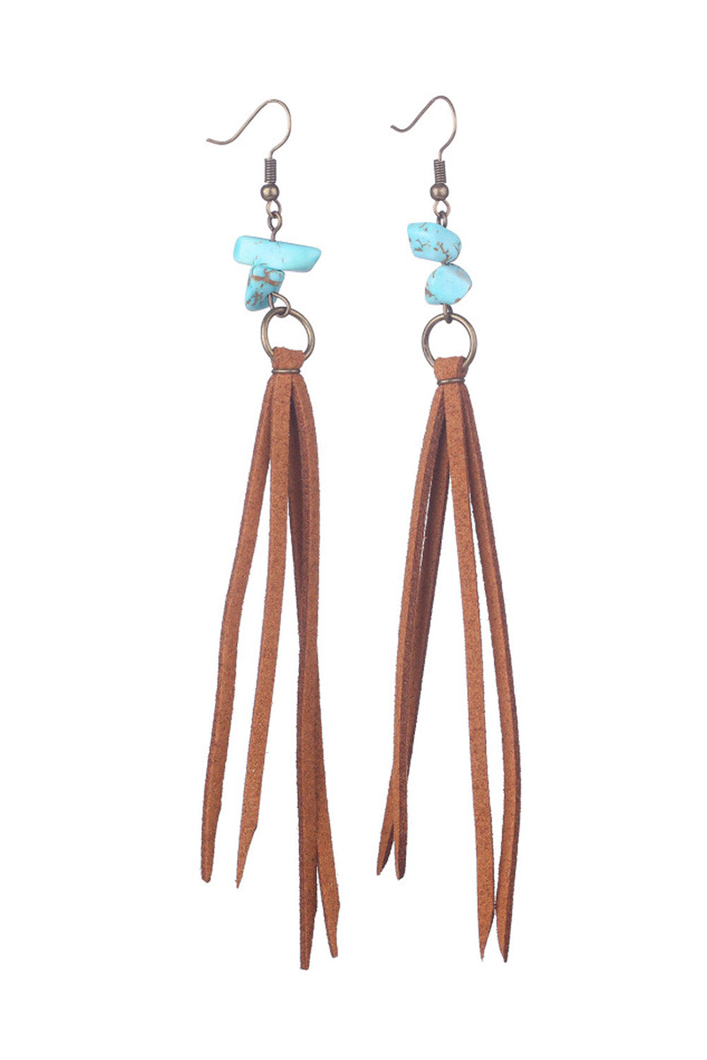 Brown Turquoise Tassel Drop Earrings - SELFTRITSS