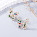 Alloy Inlaid Rhinestone Butterfly Earrings - SELFTRITSS