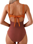 Tied Cutout Contrast One-Piece Swimwear - SELFTRITSS