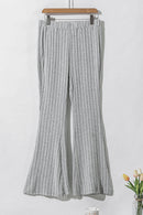 Gray Solid Color High Waist Ribbed Flare Pants - SELFTRITSS   