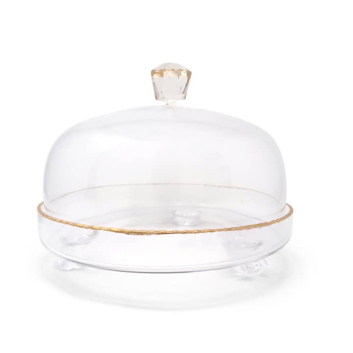 Clear Glass Dome with Amber Crystal Handle - SELFTRITSS