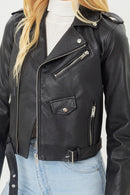 Faith Apparel Faux Leather Zip Up Biker Jacket - SELFTRITSS
