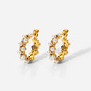 Pearl Rhinestone C-Hoop Earrings - SELFTRITSS