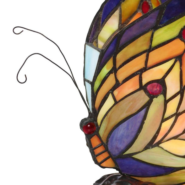 9.5"H Luella Red Butterfly Wings Stained Glass Accent Lamp - SELFTRITSS
