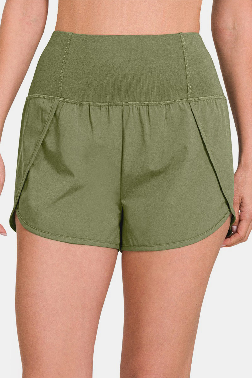 Zenana High-Waisted Zippered Back Pocket Active Shorts - SELFTRITSS