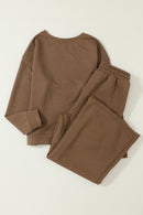 Dark Brown Ultra Loose Textured 2pcs Slouchy Outfit - SELFTRITSS