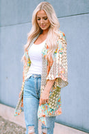 Multicolor Floral Open Sheer Shimmer Kimono - SELFTRITSS