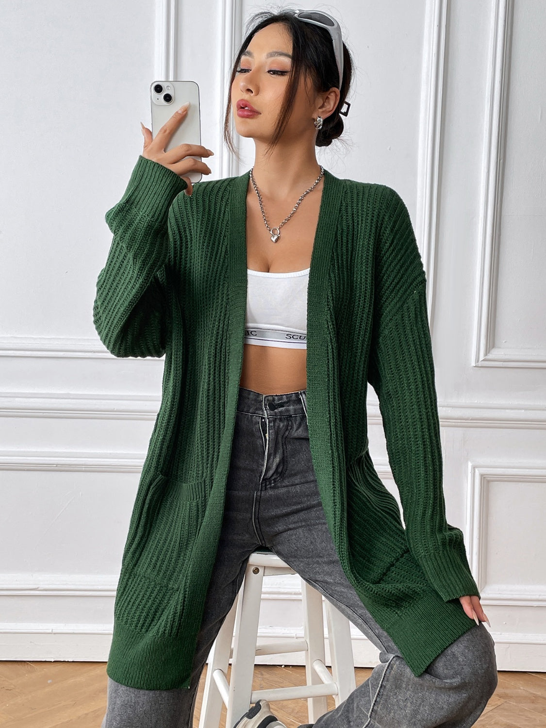 Forest Green Long Sleeve Cardigan