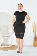 Plus Size Mesh Detail Midi Dress - SELFTRITSS