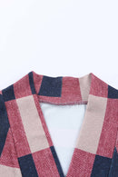 Draped Open Front Plaid Cardigan - SELFTRITSS
