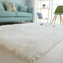 Long Pile Hand Tufted Shag Area Rug in Snow White - SELFTRITSS