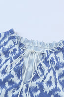 Sky Blue V Neck Casual Geometric Print Maxi Dress - SELFTRITSS