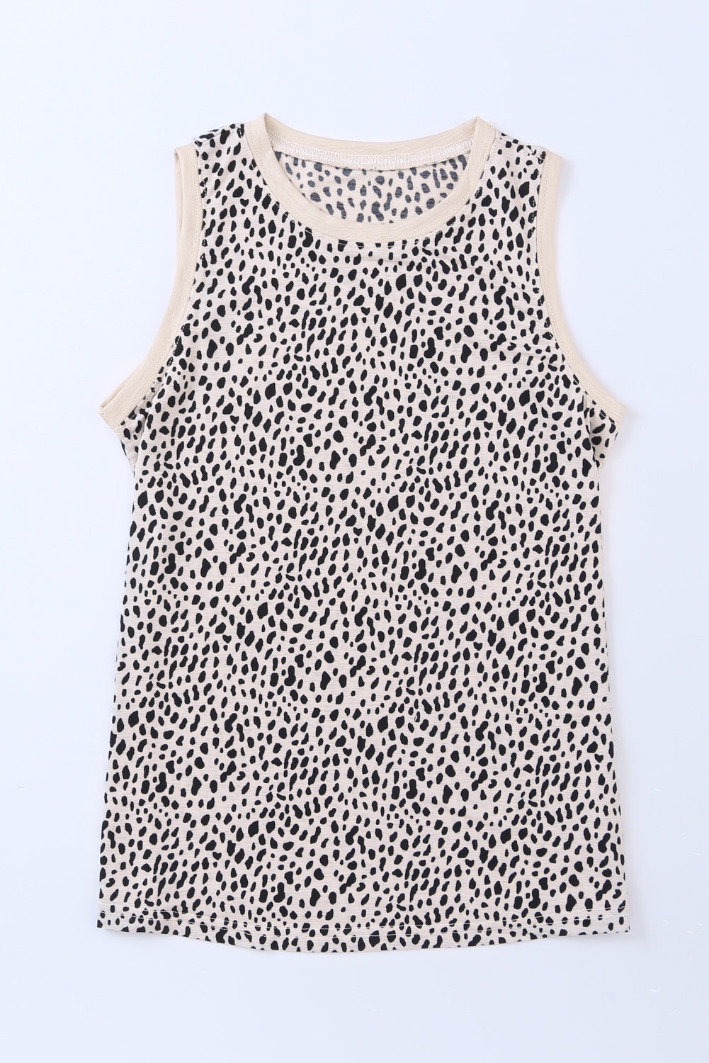 Leopard Print Round Neck Tank Top - SELFTRITSS   