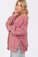 Mineral Wash Side Slit Oversized Sweatshirt - SELFTRITSS   