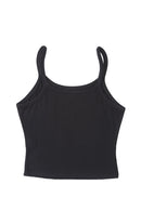 Black Ribbed Knit Cropped Tank Top - SELFTRITSS