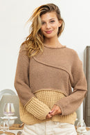 Mocha Brown Ribbed Long Sleeve Sweater