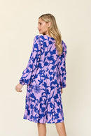 Double Take Full Size Printed Ruffle Hem Long Sleeve Dress - SELFTRITSS   