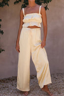 Ruffled Sleeveless Top and Wide Leg Pants Set - SELFTRITSS   